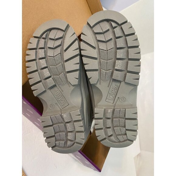 New Totes Meadows Girls Size 13 Snow Boots Grey & Pink Slip On Insulated Lining - Picture 10 of 10